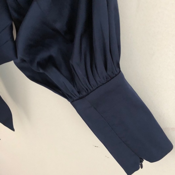 NWT Women’s Navy Satin Blouse Open-back - Picture 3 of 5